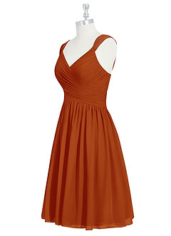 Azazie Angie Bridesmaid Dresses Paprika A-Line Corset Chiffon Dress image9