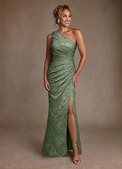Azazie Joylin Mother of the Bride Dresses Matcha Trumpet One Shoulder Floral Burnout Dress image1