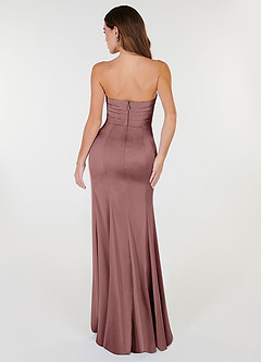 Azazie Yola Bridesmaid Dresses Vintage Mauve Sheath V-Neck Pleated Stretch Satin Convertible Dress image4