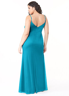 Azazie Deandra Bridesmaid Dresses Jade Mermaid Pleated Mesh Dress image8