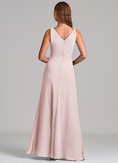 Azazie Nerine Brudtärnklänningar Klä av A-Linje i Chiffong Plisserad Rodnande Rosa image5