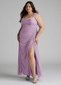 Azazie Jesaphine Bridesmaid Dresses Wisteria Sheath Ruched Mesh Dress image8