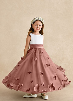 Azazie Vi Flower Girl Dresses Cedar Rose A-Line Sleeveless Tulle Dress image8