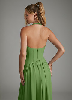 Azazie Alicia Bridesmaid Dresses Basil A-Line Pleated Chiffon Dress image2