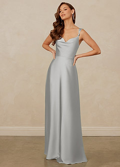 Christian Siriano Bridal for Azazie 1001 Robes de demoiselle d'honneur Robe Trapèze en Satin extensible Encolure en Forme de Cœur Argent image3