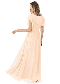 Azazie Daphne Modest Bridesmaid Dresses A-Line Ruffled Chiffon Floor-Length Dress image7