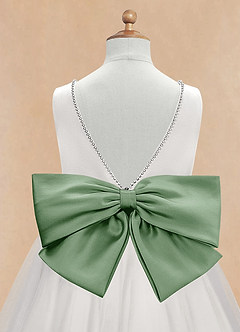 Azazie Seline Blumenmädchenkleider A-Linie Schleifen Tüll Kleid Elfenbein Matcha image9