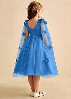 Azazie Staria Flower Girl Dresses Blue Jay Ball-Gown Ruched Tulle Dress image9
