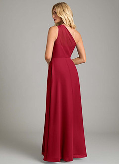 Azazie Phaedra Bridesmaid Dresses Scarlet A-Line One Shoulder Chiffon Dress image2