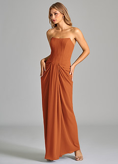 Azazie Anaïs Bridesmaid Dresses Cinnamon Sheath Strapless Chiffon Dress image5