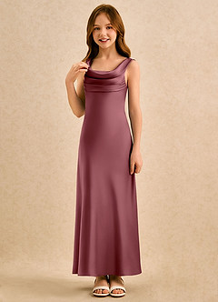 Azazie Raspberry Girls Formal Flower Girl Klänningar Klä A-Line i Stretch Satin Plisserad image5