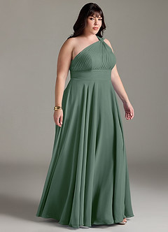 Azazie Charlize Bridesmaid Dresses Eucalyptus A-Line One Shoulder Chiffon Dress image10
