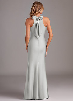Azazie Doretta Bridesmaid Dresses Silver Mermaid Pleated Stretch Satin Dress image2