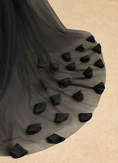 Azazie Lorita Abiti da Ragazza di Fiori Abito A-Line in Tulle Perline Nero image9