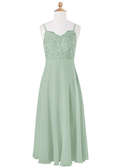 Azazie Sonya A-Line Lace Chiffon Floor-Length Junior Bridesmaid Dress image5
