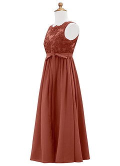 Azazie Elly Junior Auburn A-Line Lace Chiffon Dress image8