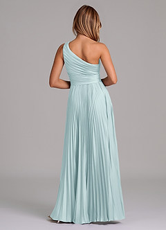 Azazie Lyrica Robes de demoiselle d'honneur Robe Trapèze en Satin extensible Une épaule Brume image8