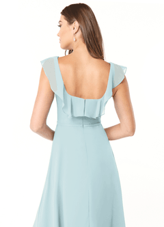 Azazie Jinny Bridesmaid Dresses Mist A-Line Square Neckline Ruched Chiffon Dress image6