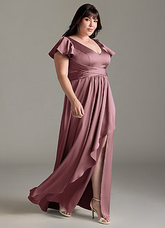 Azazie Omari Bridesmaid Dresses Vintage Mauve A-Line Stretch Satin Dress image10