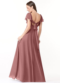 Azazie Syenna Bridesmaid Dresses Desert Rose A-Line Ruched Chiffon Dress image2