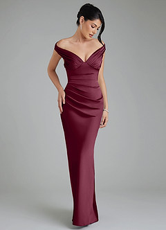 Azazie Stella Bridesmaid Dresses Mulberry Sheath Corset Stretch Satin Convertible Dress image6