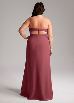 Azazie Leonis Bridesmaid Dresses Merlot Sheath Strapless Chiffon Convertible Dress image10