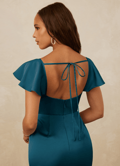Christian Siriano Bridal for Azazie 1005 Bridesmaid Dresses Ink Blue Sheath Sweetheart Neckline Stretch Satin Dress image3