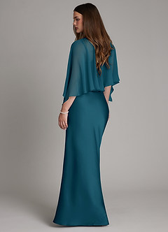 Azazie Ambra Bridesmaid Dresses Ink Blue Mermaid Pleated Stretch Satin Dress image2
