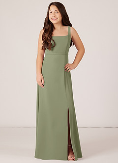 Azazie Renee Junior Pistachio A-Line Side Slit Chiffon Dress image1