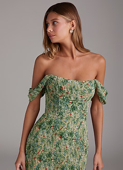 Azazie Saige Bridesmaid Dresses Meadow Bloom A-Line Off the Shoulder Chiffon Convertible Dress image5