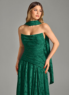 Azazie Gabriela Bridesmaid Dresses Emerald A-Line Strapless Floral Burnout Dress image8