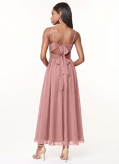 Azazie Zeya 신부 들러리 드레스 A라인 주름진 쉬폰 발목 길이 드레스 image4