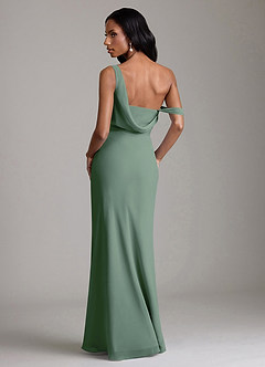 Azazie Madelyn Bridesmaid Dresses Eucalyptus Mermaid One Shoulder Chiffon Convertible Dress image2