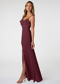 Azazie Natalia Bridesmaid Dresses Cabernet A-Line Chiffon Dress image3