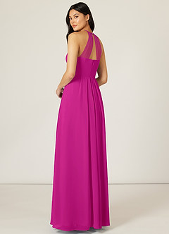 Azazie Sarah Jurken voor bruidsmeisjes Jurk van Chiffon met rijk Geplooid Fuchsia image5