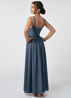 Azazie Keyla Junior Neptune A-Line Pleated Chiffon Dress image4