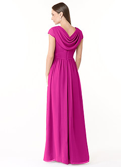 Azazie Organa Vestidos de damas de honor Vestido de Fucsia de Gasa de Corte en A con Plisado image4