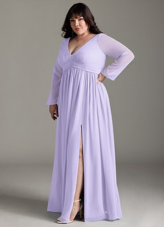 Azazie Teton Maternity Bridesmaid Dresses A-Line Long Sleeve Chiffon Floor-Length Dress image10