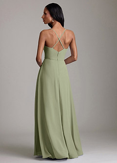 Azazie Naeem Bridesmaid Dresses Pistachio A-Line V-Neck Ruffle Chiffon Dress image2