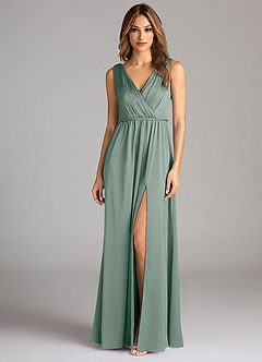 Azazie Tanicia Brudtärnklänningar Klä av A-Linje i Stretch Satin Plisserad Silversalvia image3