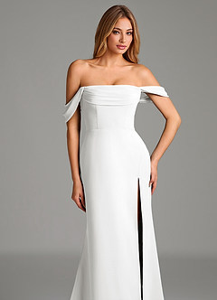 Azazie Riley Brautjungfernkleider Wandelbar Etui Schulterfrei Chiffon Kleid Weiß image2