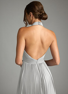 Azazie Zienna 신부 들러리 드레스 A라인 주름진 스트레치 새틴 바닥 길이 드레스 image7