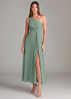 Azazie Brooke Jurken voor bruidsmeisjes Jurk van Chiffon met A-Lijn One-Shoulder Zilveren Salie image1