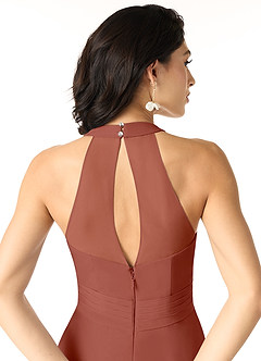 Azazie Danica Bridesmaid Dresses Auburn A-Line Pleated Chiffon Dress image5