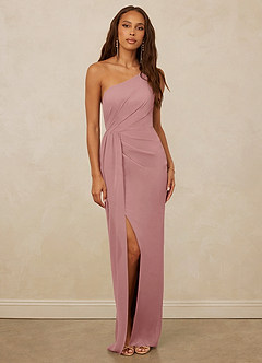 Christian Siriano Bridal for Azazie 1003 Bridesmaid Dresses Dusty Rose Sheath One Shoulder Chiffon Dress image1
