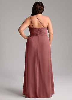 Azazie Eren Robes de demoiselle d'honneur Robe Fourreau en Mousseline de soie Ue épaule Améthyste image9