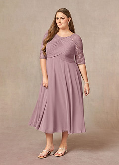 Azazie Dorothea Mother of the Bride Dresses Dusty Rose A-Line Scoop lace Chiffon Dress image8