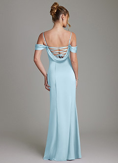 Azazie Nira Brautjungfernkleider Meerjungfrau-Linie Korsett Stretch-Satin Kleid Himmelblau image8