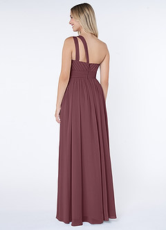 Azazie Molly Final Sale Dusty Blue A-Line One Shoulder Chiffon Dress image3