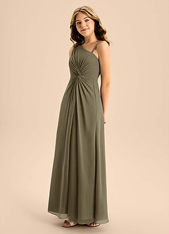 Azazie Brooke Junior Willow Green A-Line Side Slit Chiffon Dress image6
